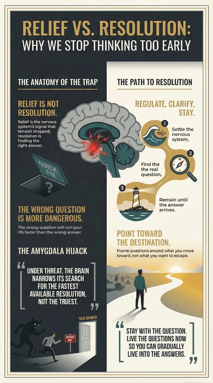If relief and resolution feel the same in the moment, it creates an interesting problem.